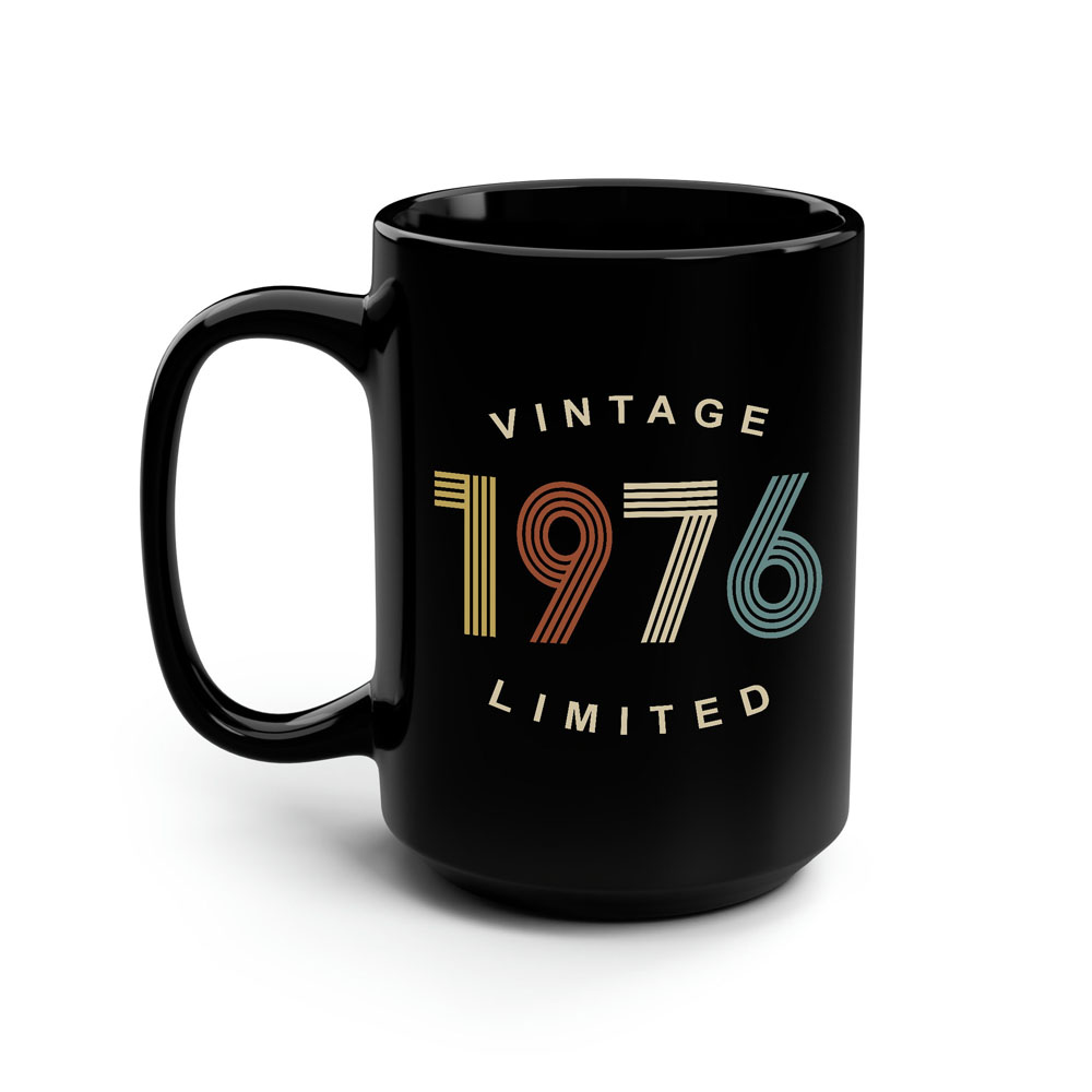 Limited Edition 1976 Birthday Black Coffee Mug