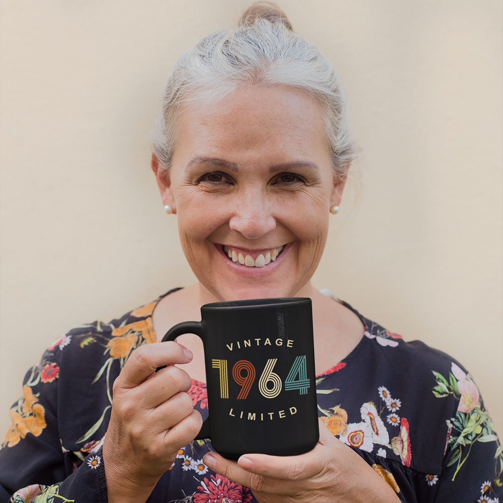 Limited Edition 1964 Birthday Black Coffee Mug