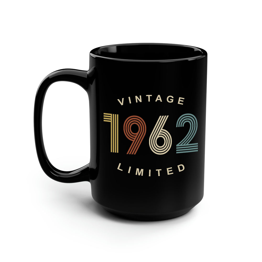 Limited Edition 1962 Birthday Black Coffee Mug