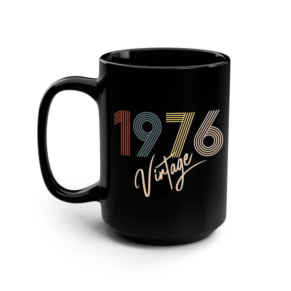 Limited Vintage 1976 Birthday Black Coffee Mug