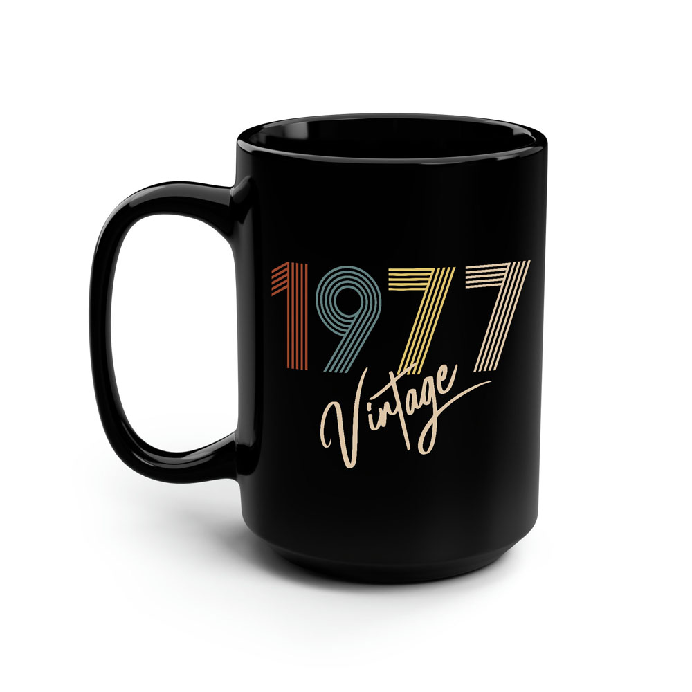 Limited Vintage 1977 Birthday Black Coffee Mug