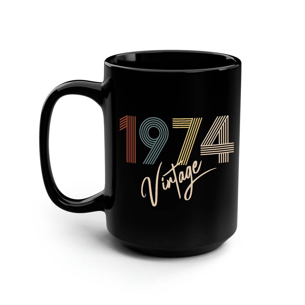 Limited Vintage 1974 Birthday Black Coffee Mug Limited Vintage 1974 Birthday Black Coffee Mug