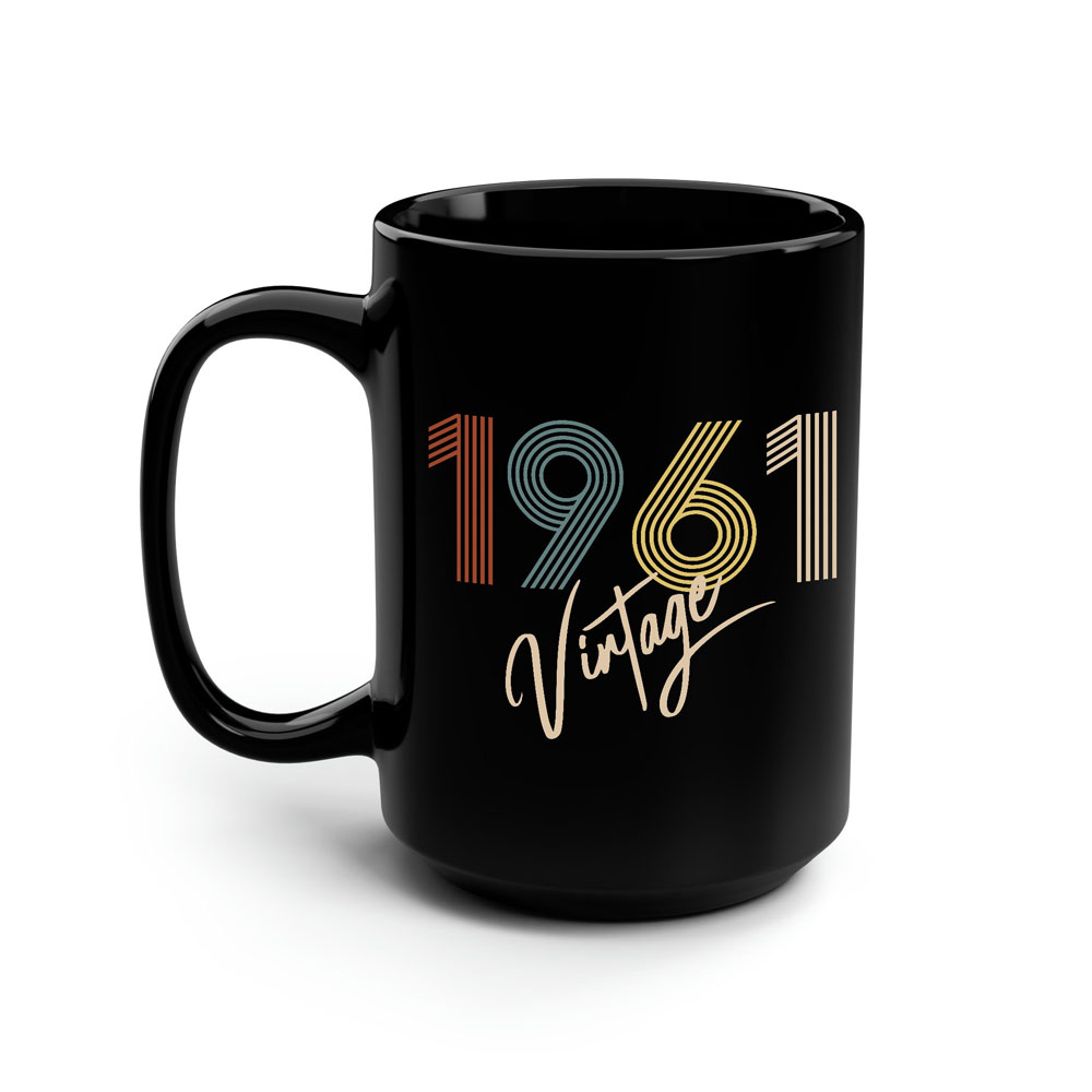 Limited Vintage 1961 Birthday Black Coffee Mug