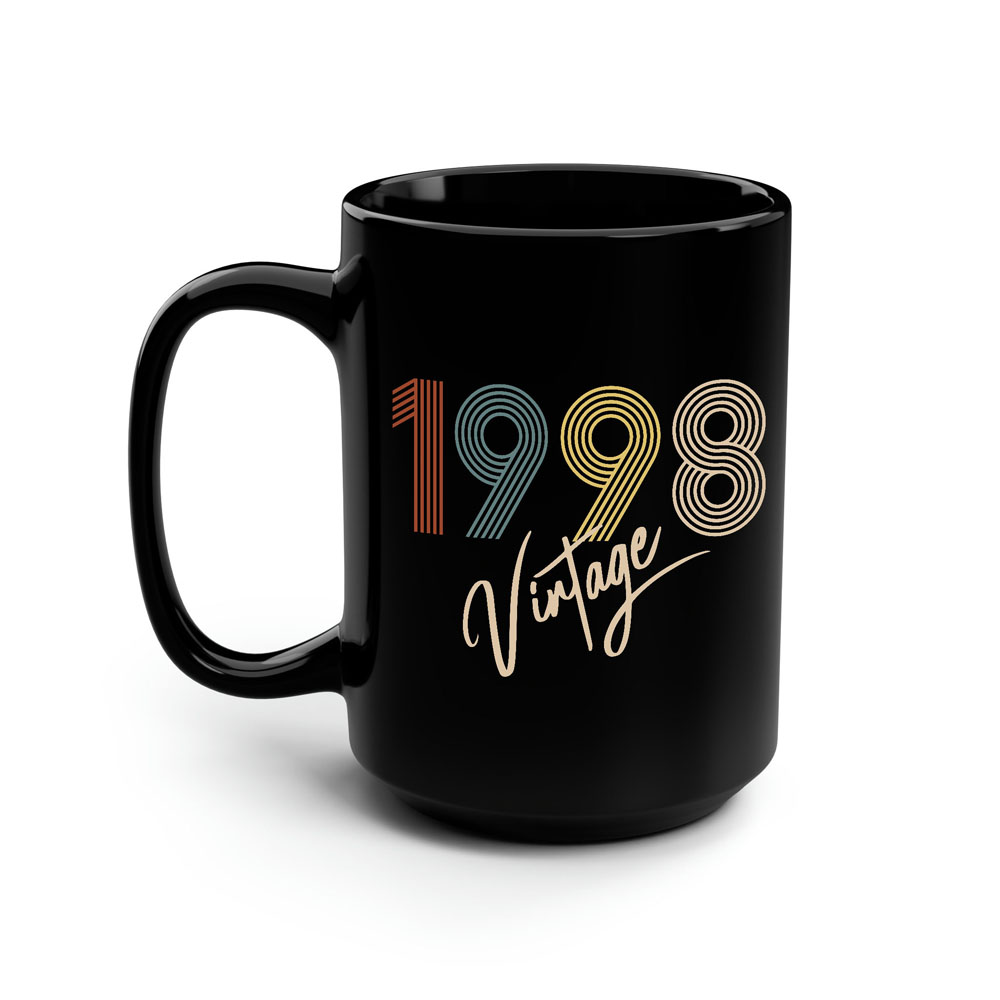 Limited Vintage 1998 Birthday Black Coffee Mug