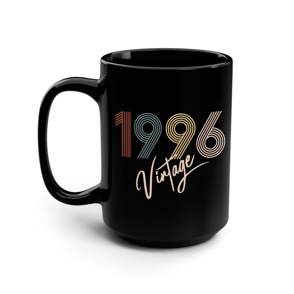 Limited Vintage 1996 Birthday Black Coffee Mug