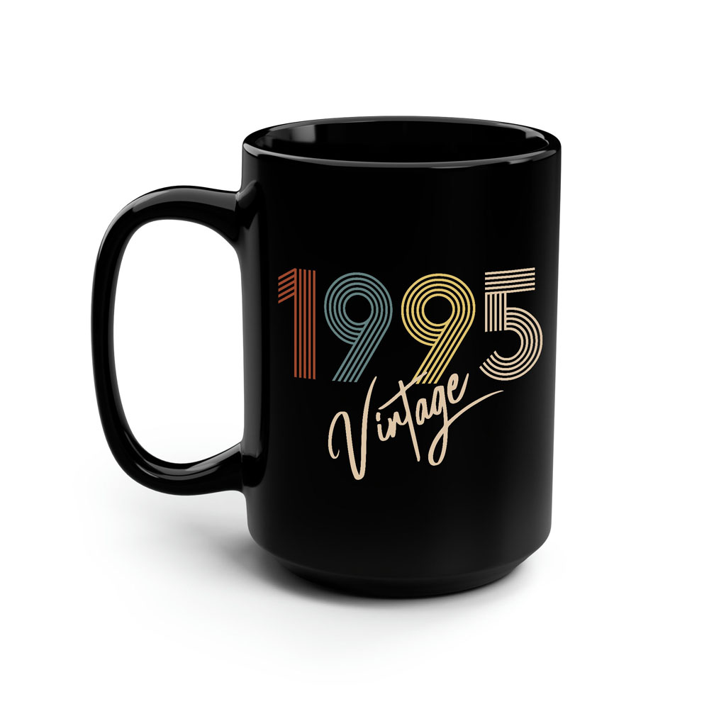 Limited Vintage 1995 Birthday Black Coffee Mug