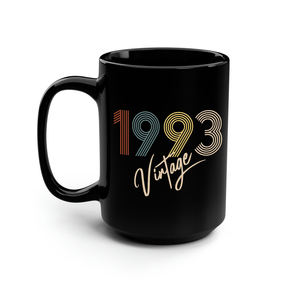 Limited Vintage 1993 Birthday Black Coffee Mug