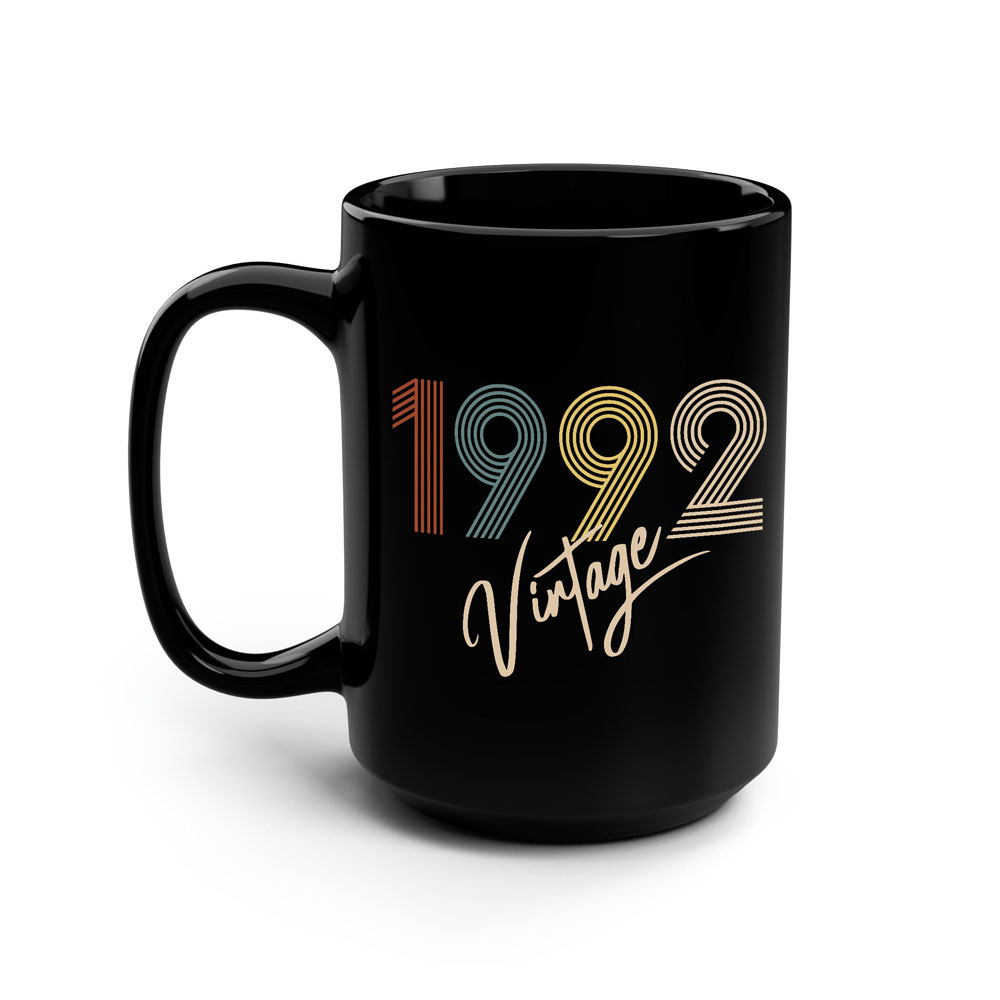 Limited Vintage 1992 Birthday Black Coffee Mug