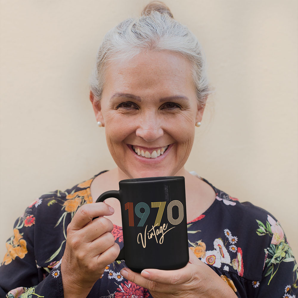 Limited Vintage 1970 Birthday Black Coffee Mug