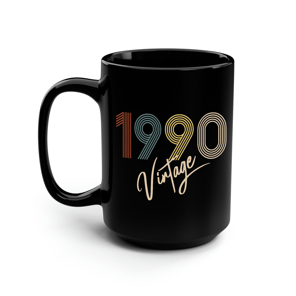 Limited Vintage 1990 Birthday Black Coffee Mug Limited Vintage 1990 Birthday Black Coffee Mug