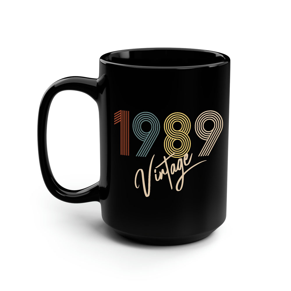 Limited Vintage 1989 Birthday Black Coffee Mug