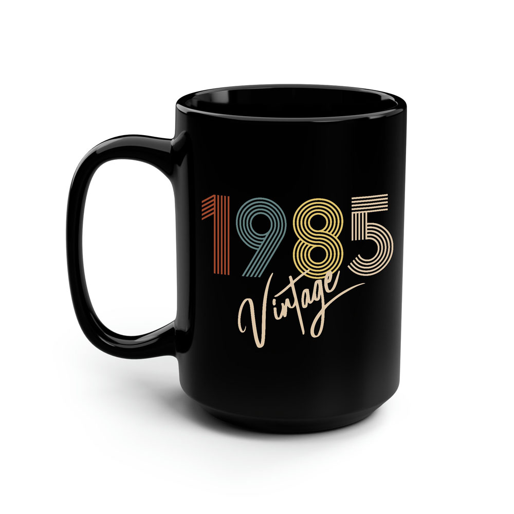 Limited Vintage 1985 Birthday Black Coffee Mug