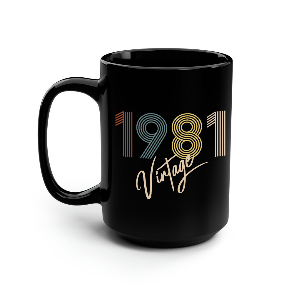 Limited Vintage 1981 Birthday Black Coffee Mug Limited Vintage 1981 Birthday Black Coffee Mug