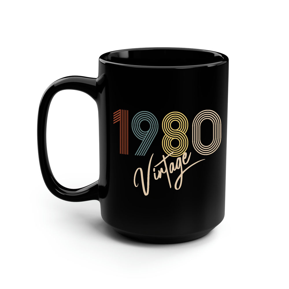 Limited Vintage 1980 Birthday Black Coffee Mug Limited Vintage 1980 Birthday Black Coffee Mug