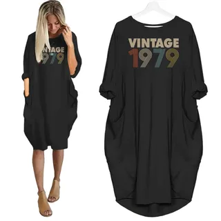 Vintage Nightgown 1979 Birthday Pocket Dress