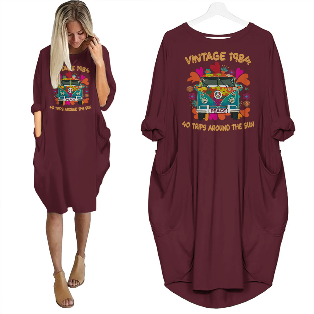 Vintage Trips 1984 Birthday Pocket Dress Vintage Trips 1984 Birthday Pocket Dress