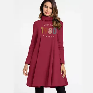 Limited Vintage 1980 Women's High Neck Dress – alternate