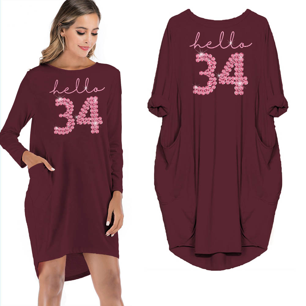 Hello 34 Birthday Pocket Dress