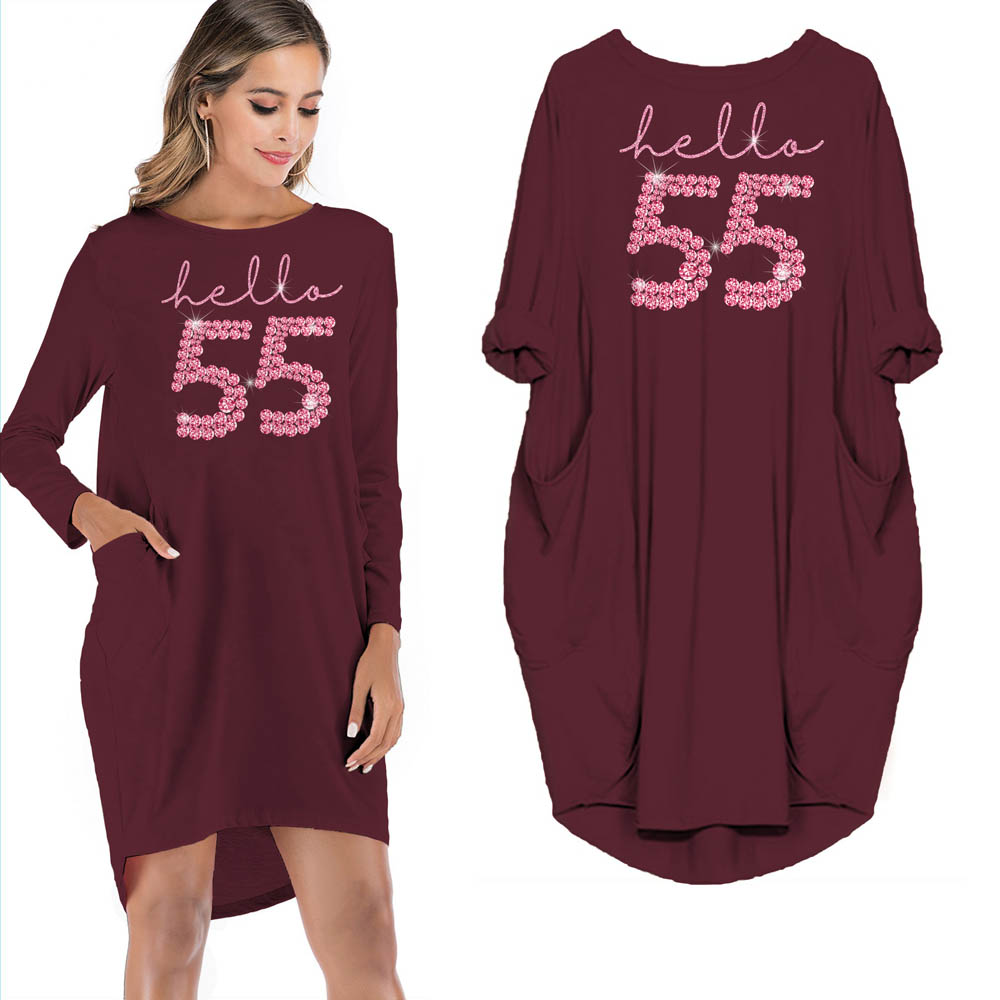 Hello 55 Birthday Pocket Dress