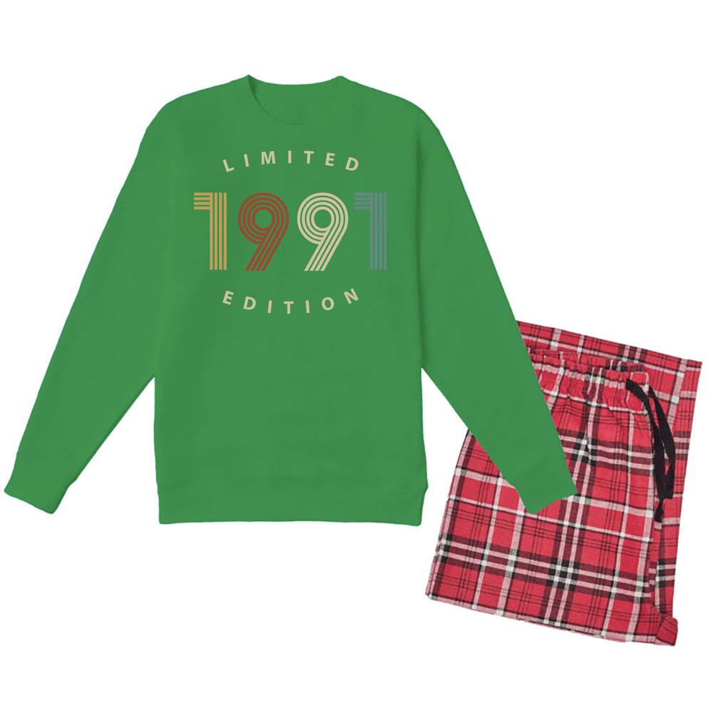 Limited 1991 Birthday Women's Crewneck Sweatshirt and Flannel Pants Set