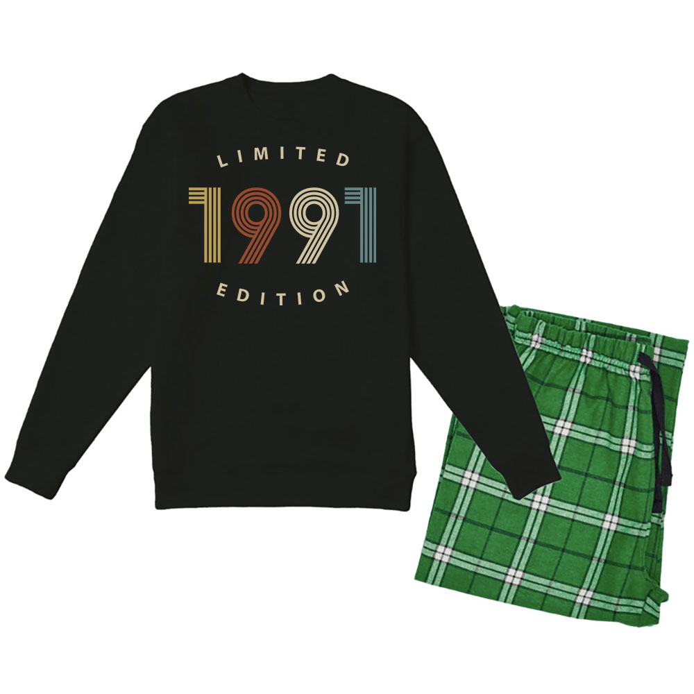 Limited 1991 Birthday Women's Crewneck Sweatshirt and Flannel Pants Set