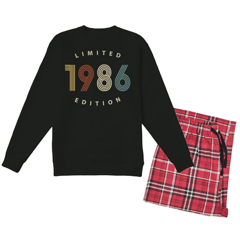 Limited 1986 Birthday Women's Crewneck Sweatshirt and Flannel Pants Set