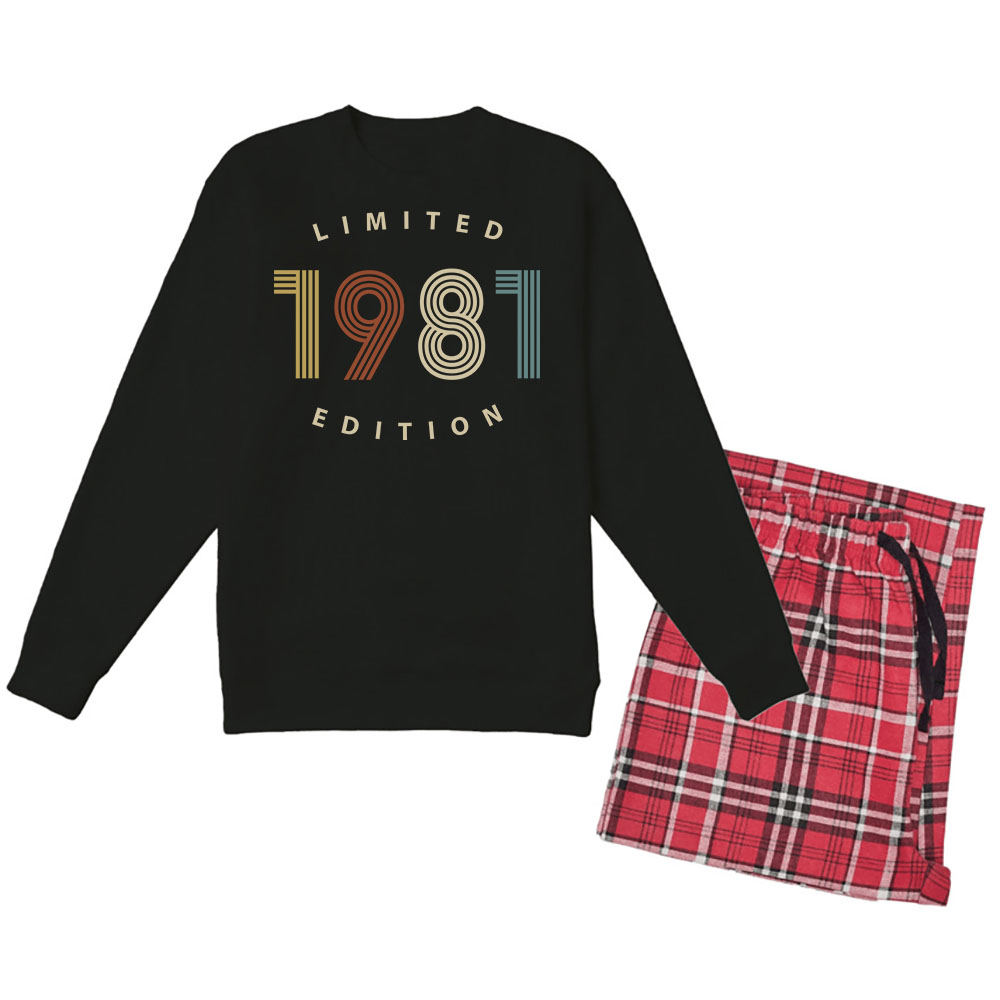 Limited 1981 Birthday Women's Crewneck Sweatshirt and Flannel Pants Set