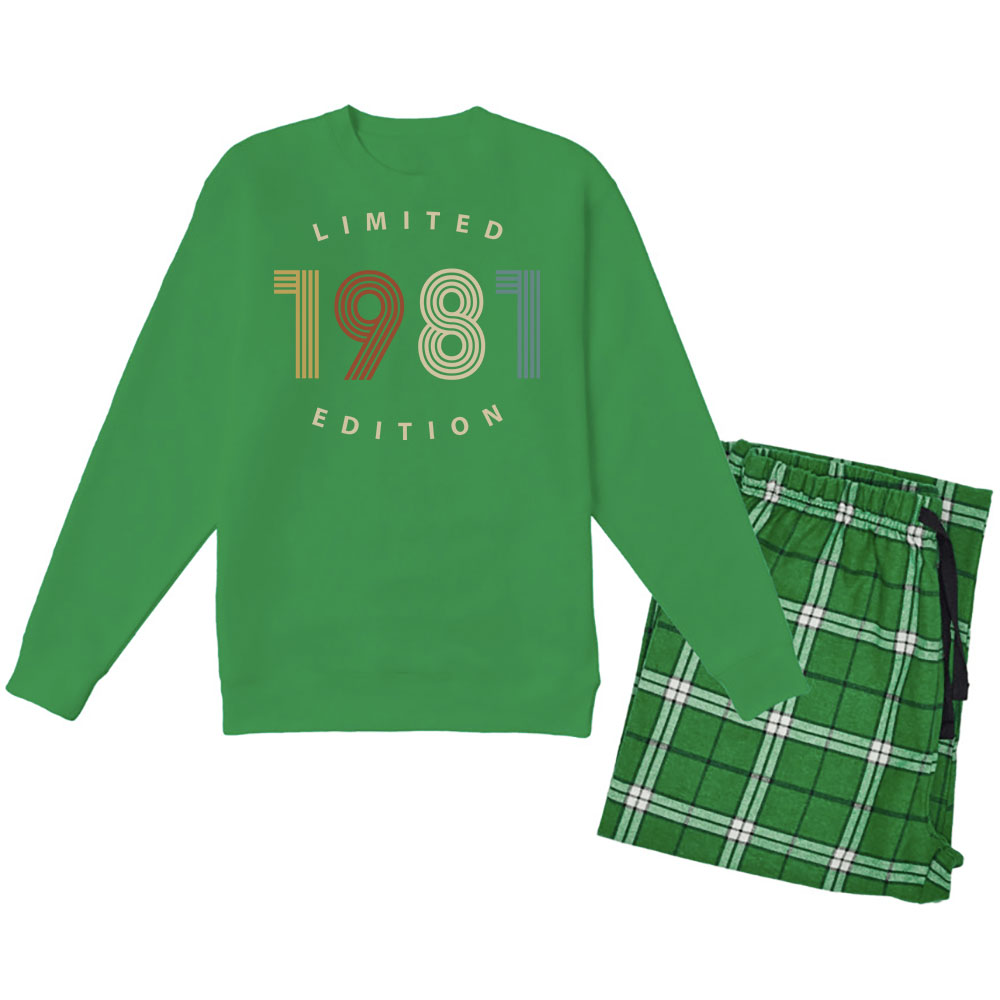 Limited 1981 Birthday Women's Crewneck Sweatshirt and Flannel Pants Set