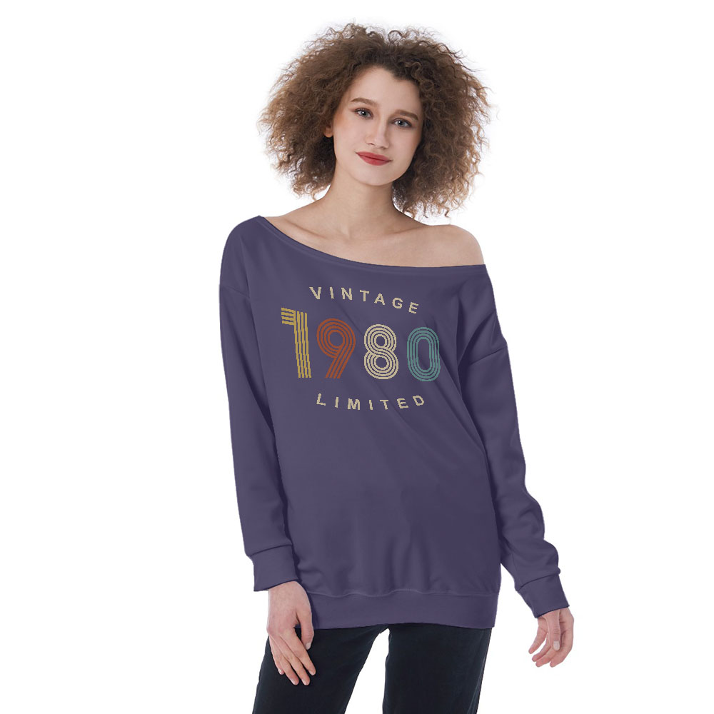 Limited Vintage 1980 Women's Off-Shoulder Sweatshirt