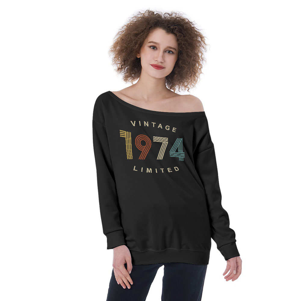 Limited Vintage 1974 Women's Off-Shoulder Sweatshirt