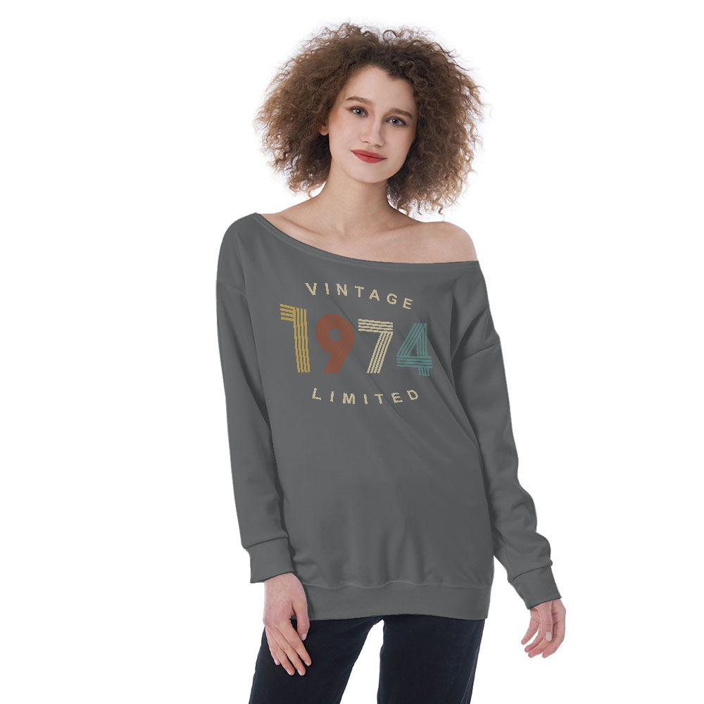 Limited Vintage 1974 Women's Off-Shoulder Sweatshirt