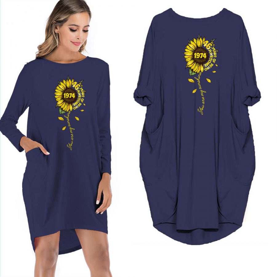 1974 46 Years Of Being Awesome You Are My Sunshine Vintage Pocket Dress