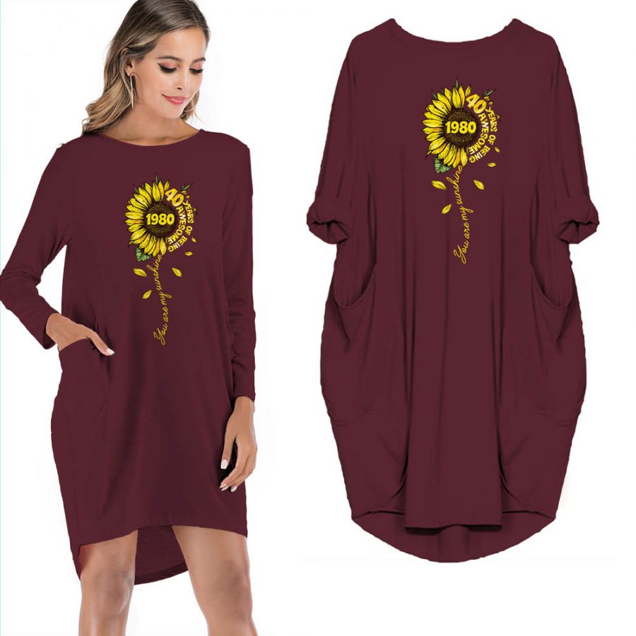 1980 40 Years Of Being Awesome You Are My Sunshine Vintage Pocket Dress