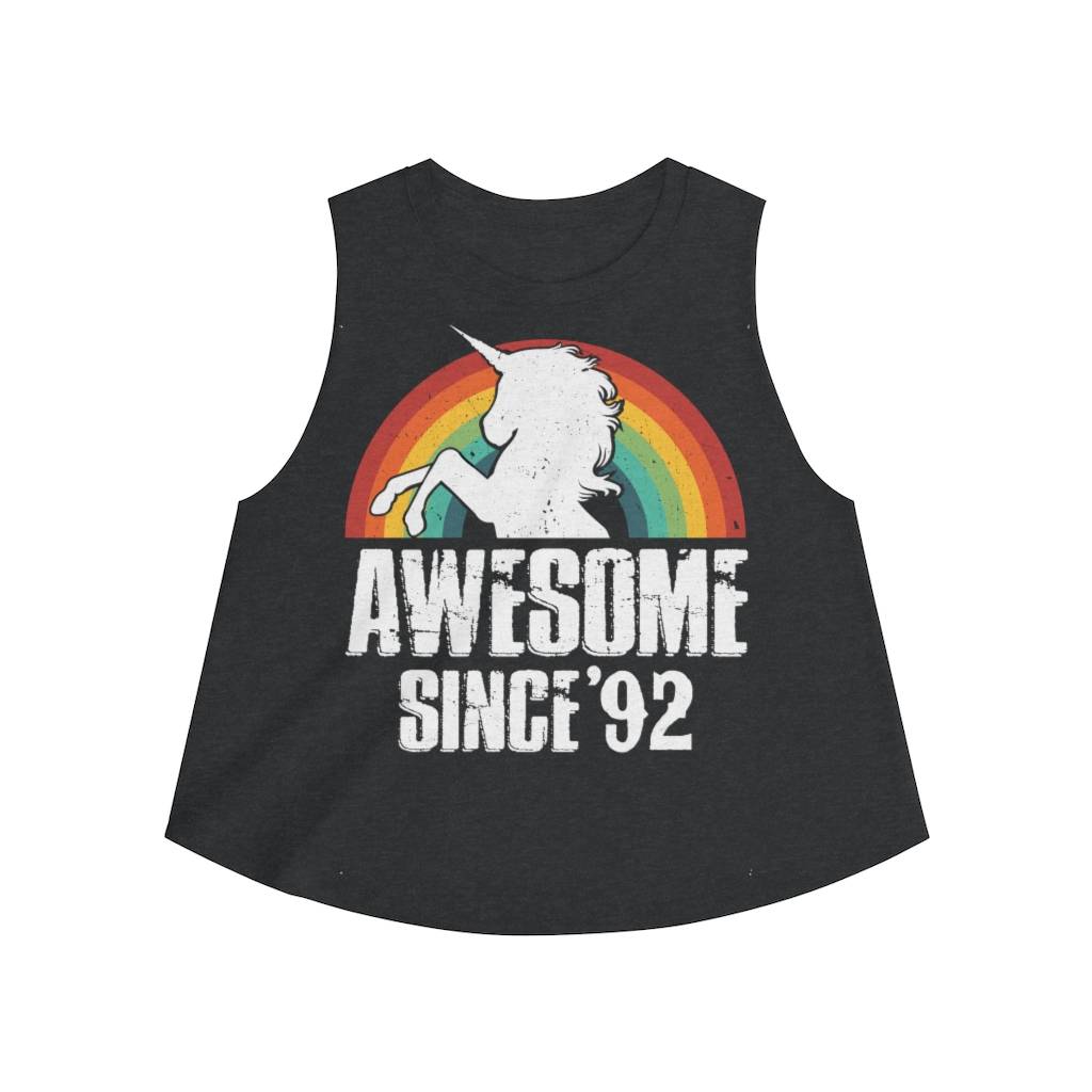 28th Birthday Gift Ideas For Girls| 28th Unicorn Birthday Shirts Awesome Since 1992 - Women's Crop top