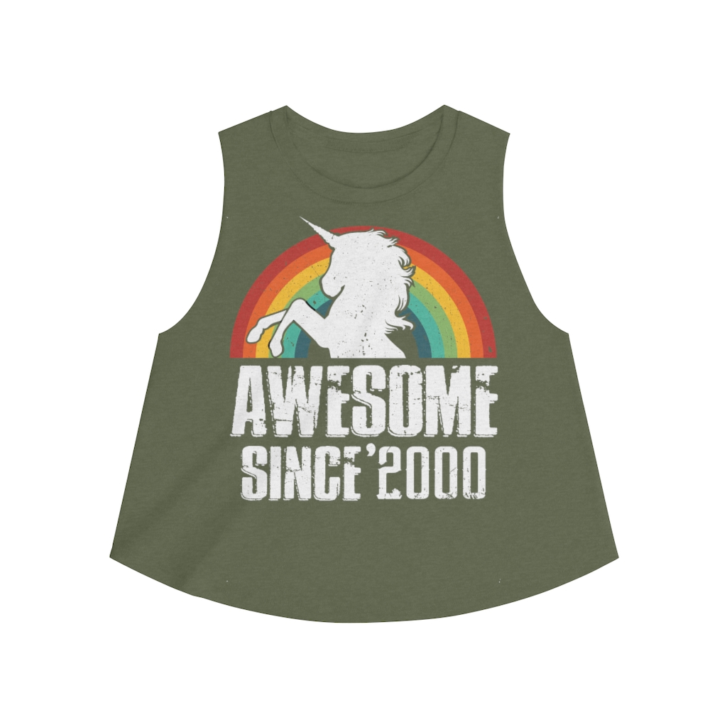 20th Birthday Gift Ideas For Girls| 20th Unicorn Birthday Shirts Awesome Since 2000 - Women's Crop top