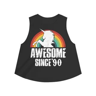 30th Birthday Gift Ideas For Girls| 30th Unicorn Birthday Shirts Awesome Since 1990 - Women's Crop top – alternate