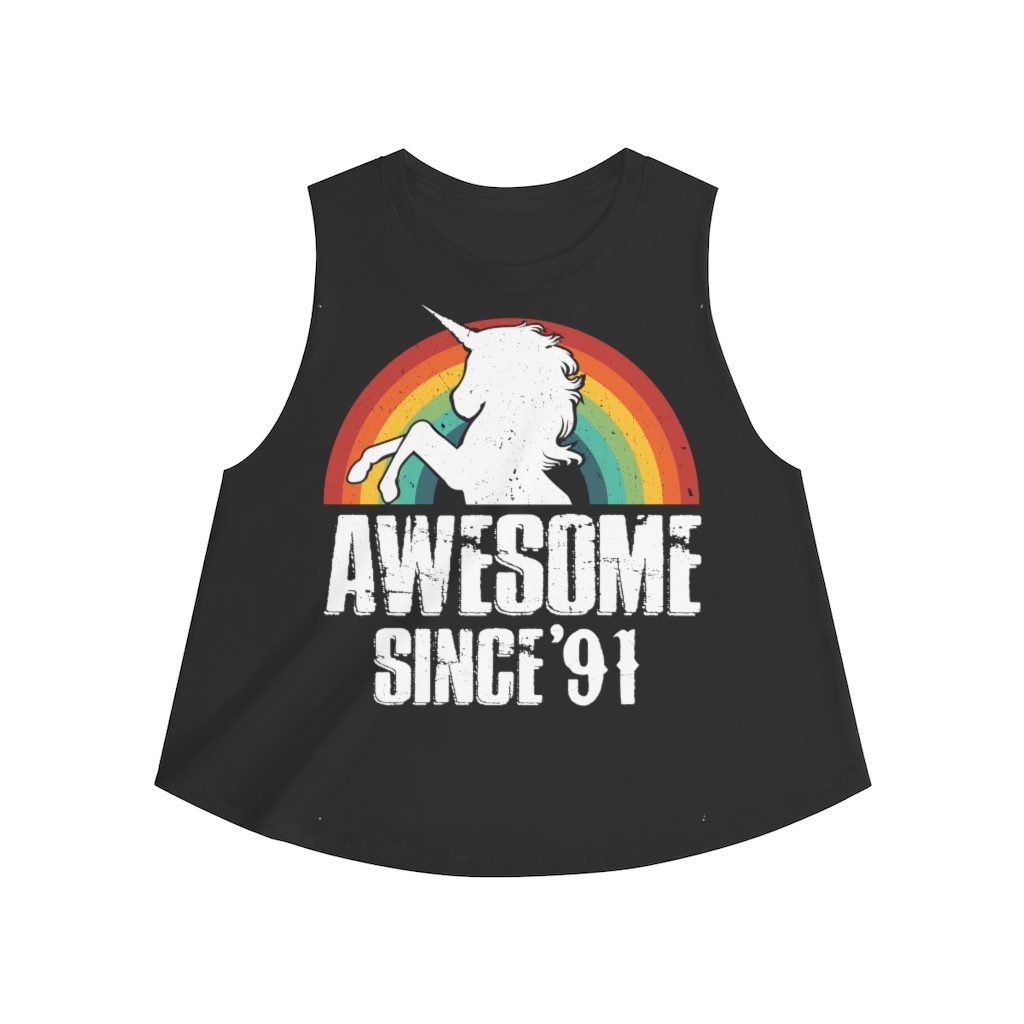 29th Birthday Gift Ideas For Girls| 29th Unicorn Birthday Shirts Awesome Since 1991 - Women's Crop top