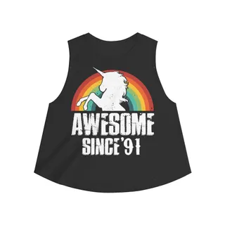 29th Birthday Gift Ideas For Girls| 29th Unicorn Birthday Shirts Awesome Since 1991 - Women's Crop top – alternate