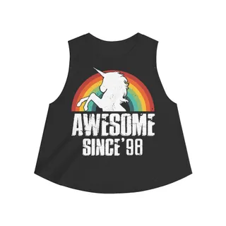 22nd Birthday Gift Ideas For Girls| 22nd Unicorn Birthday Shirts Awesome Since 1998 - Women's Crop top – alternate