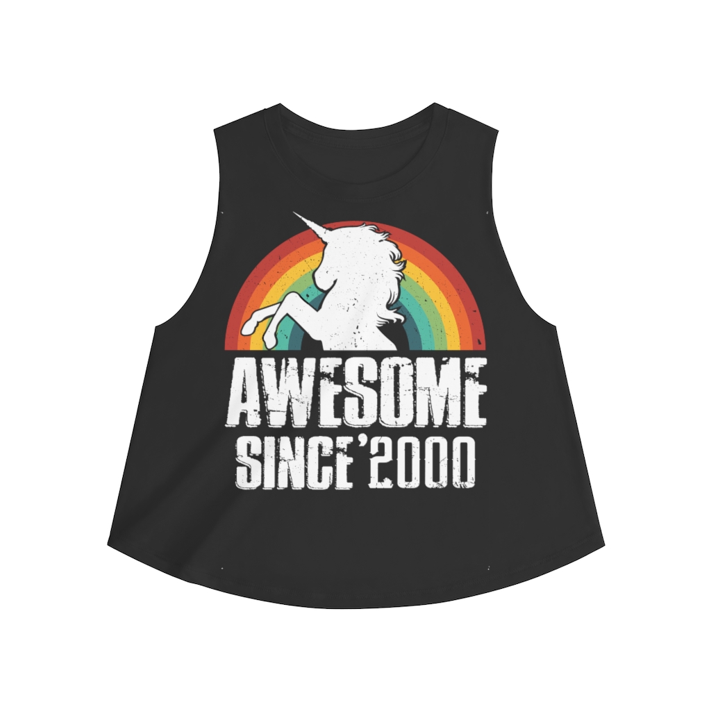 20th Birthday Gift Ideas For Girls| 20th Unicorn Birthday Shirts Awesome Since 2000 - Women's Crop top