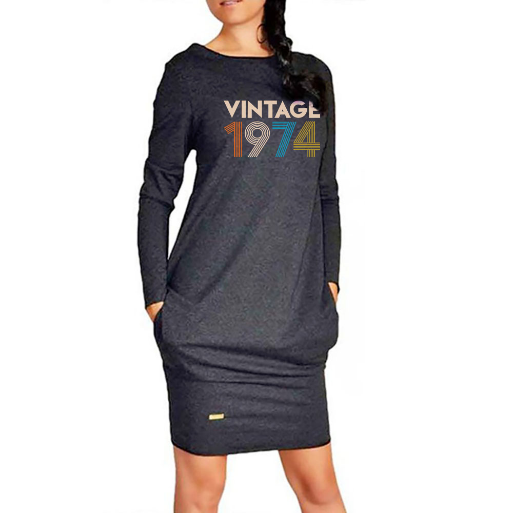 46th Birthday Shirt Gift Ideas for Women Vintage 1974 Pocket Dress 46th Birthday Shirt Gift Ideas for Women Vintage 1974 Pocket Dress