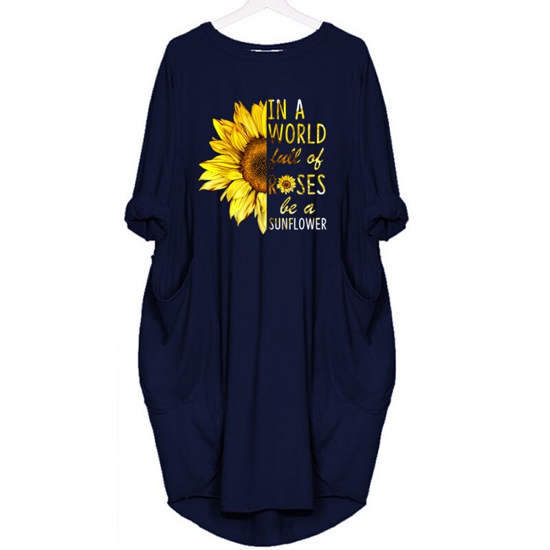 In A World Full Of Rose Be A Sunflower Pocket Dress