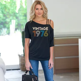 Birthday Shirts Vintage 1976 New Off Shoulder Shirt – alternate