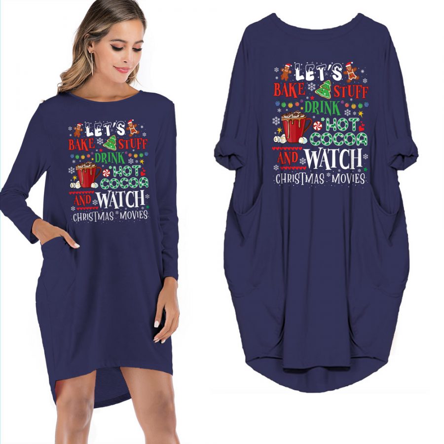 Drink Hot Cocoa And Watch Christmas Movies Pocket Dress