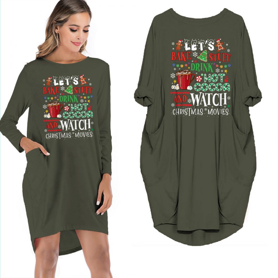Drink Hot Cocoa And Watch Christmas Movies Pocket Dress