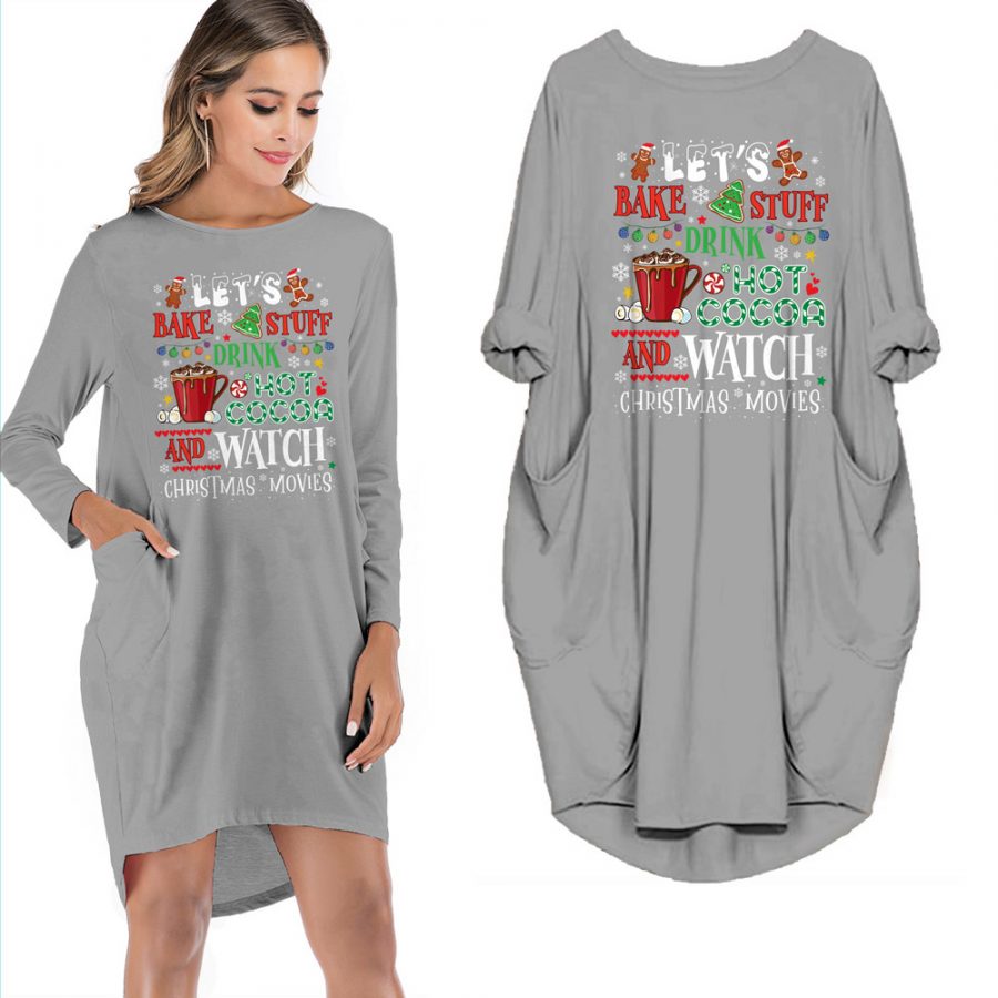 Drink Hot Cocoa And Watch Christmas Movies Pocket Dress