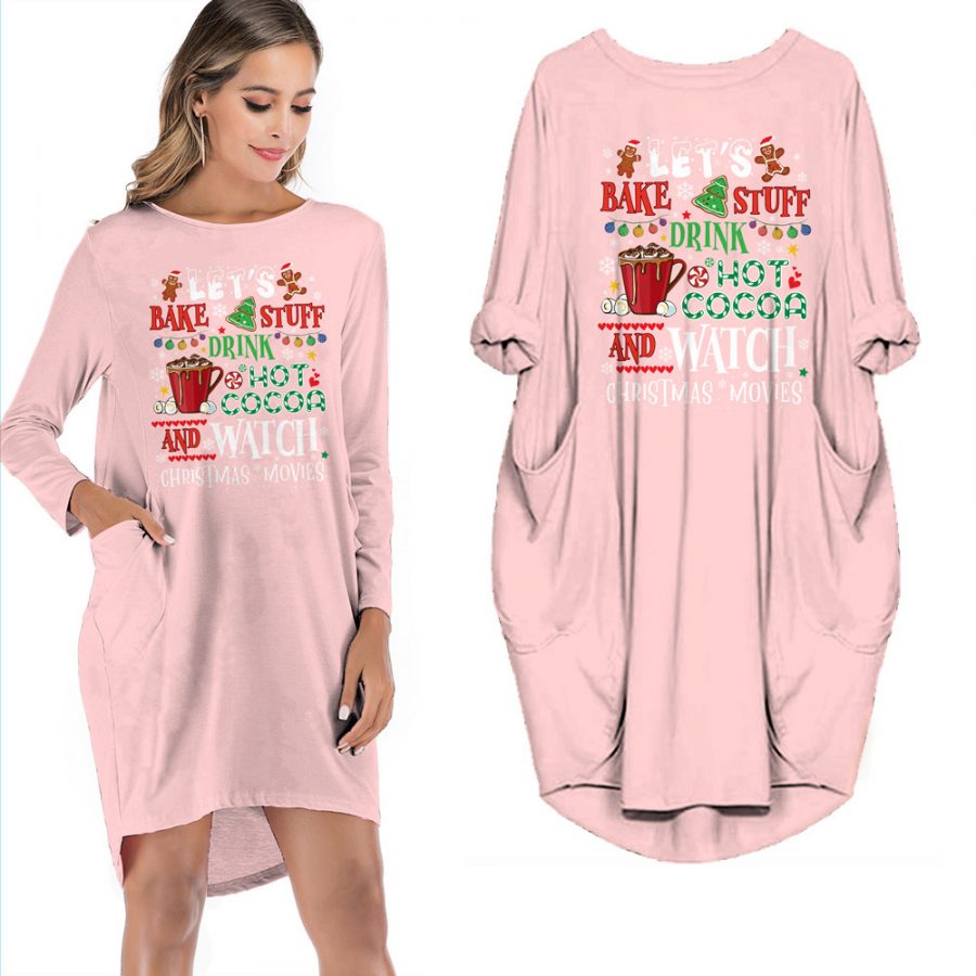 Drink Hot Cocoa And Watch Christmas Movies Pocket Dress