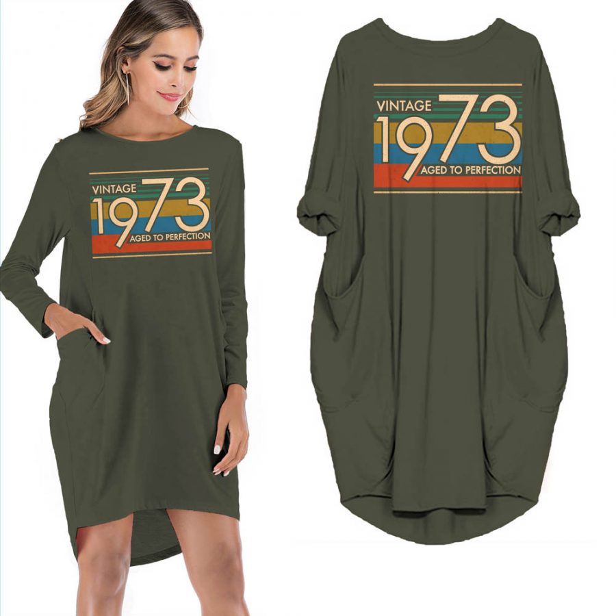 Birthday Outfits Vintage 1973 Aged To Perfection Pocket Dress