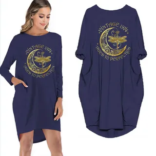 Birthday Outfits Dragonfly Vintage 1974 Limited Edition Pocket Dress – alternate