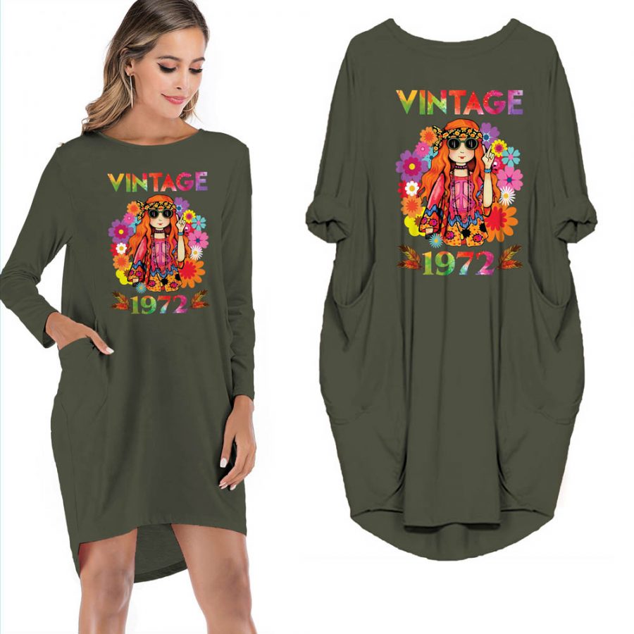 Birthday Outfits Lady Vintage 1972 Limited Edition Pocket Dress